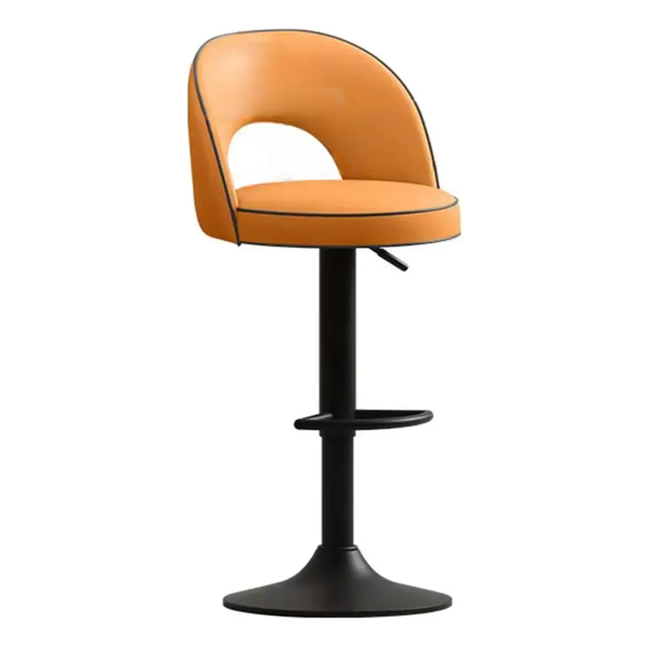 Modern Round Open Back Faux Leather Bar Stools Image - 28