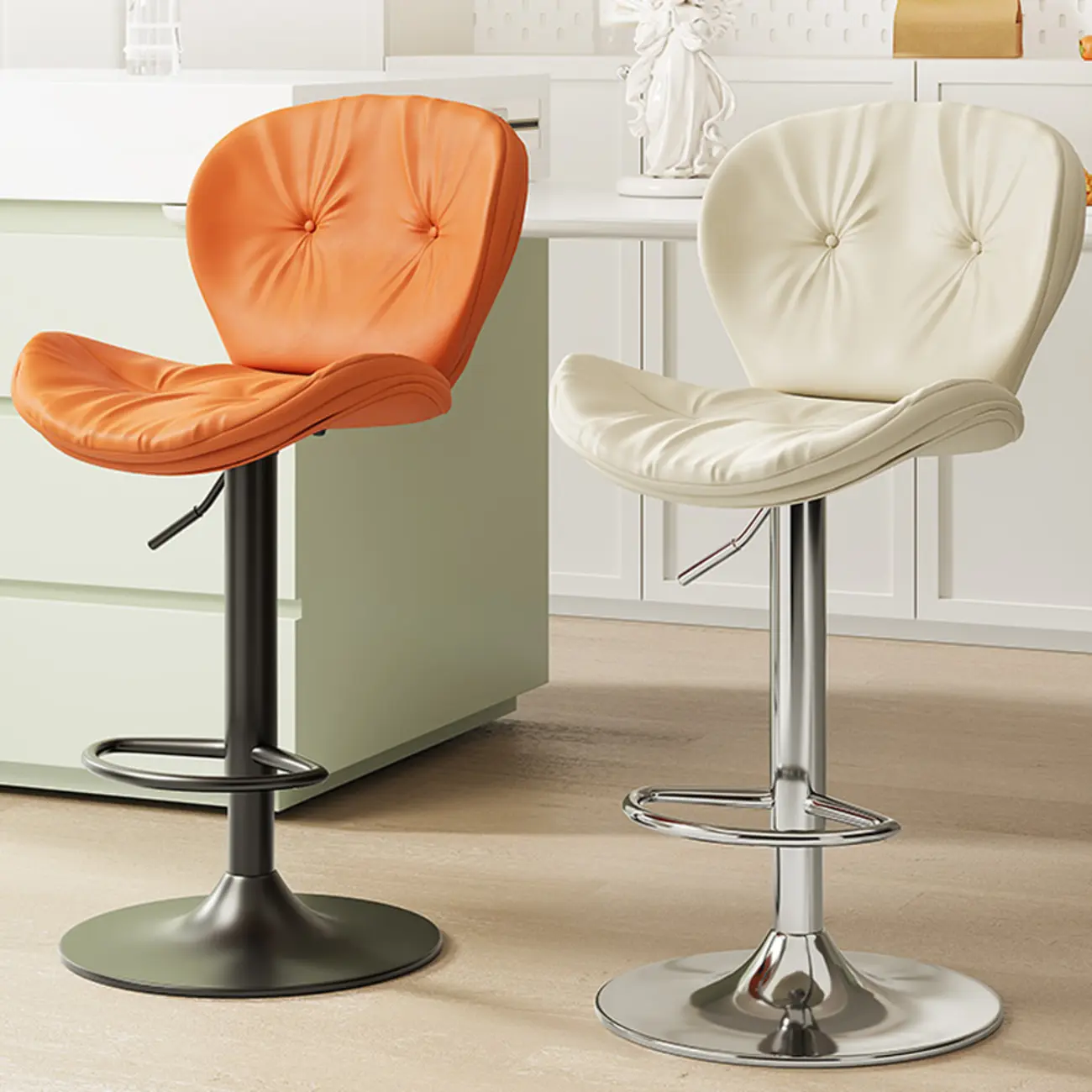 Armless Faux Leather Swivel Wingbacked Bar Stools Image - 1 | homeyfad