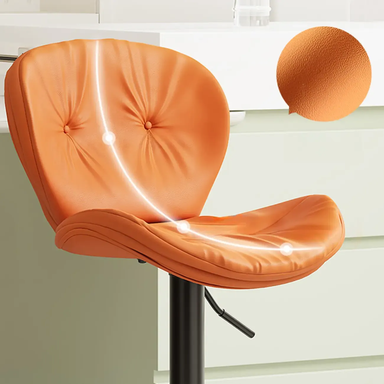 Armless Faux Leather Swivel Wingbacked Bar Stools Image - 16