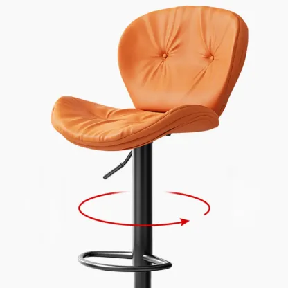 Armless Faux Leather Swivel Wingbacked Bar Stools Image - 18