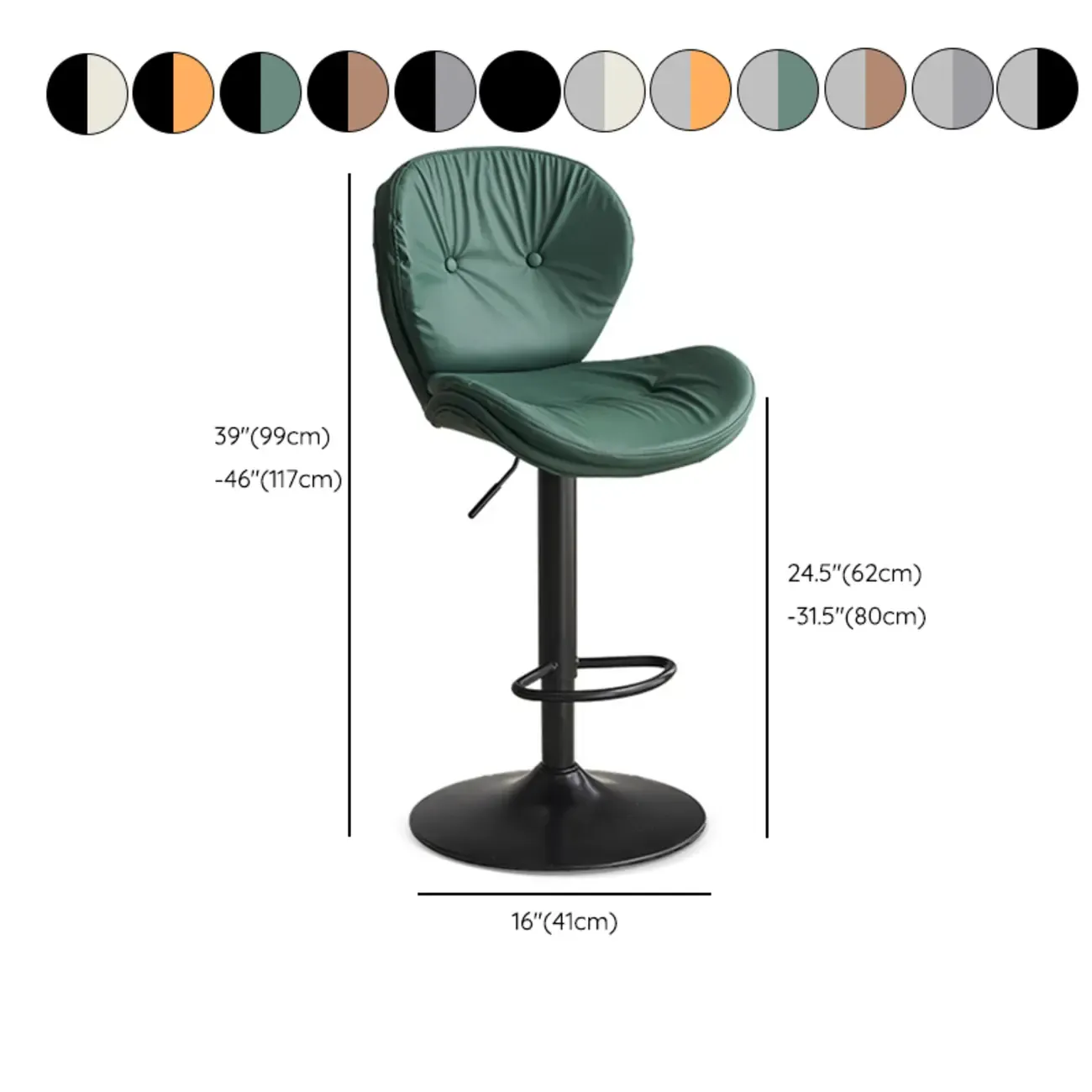 Armless Faux Leather Swivel Wingbacked Bar Stools #size