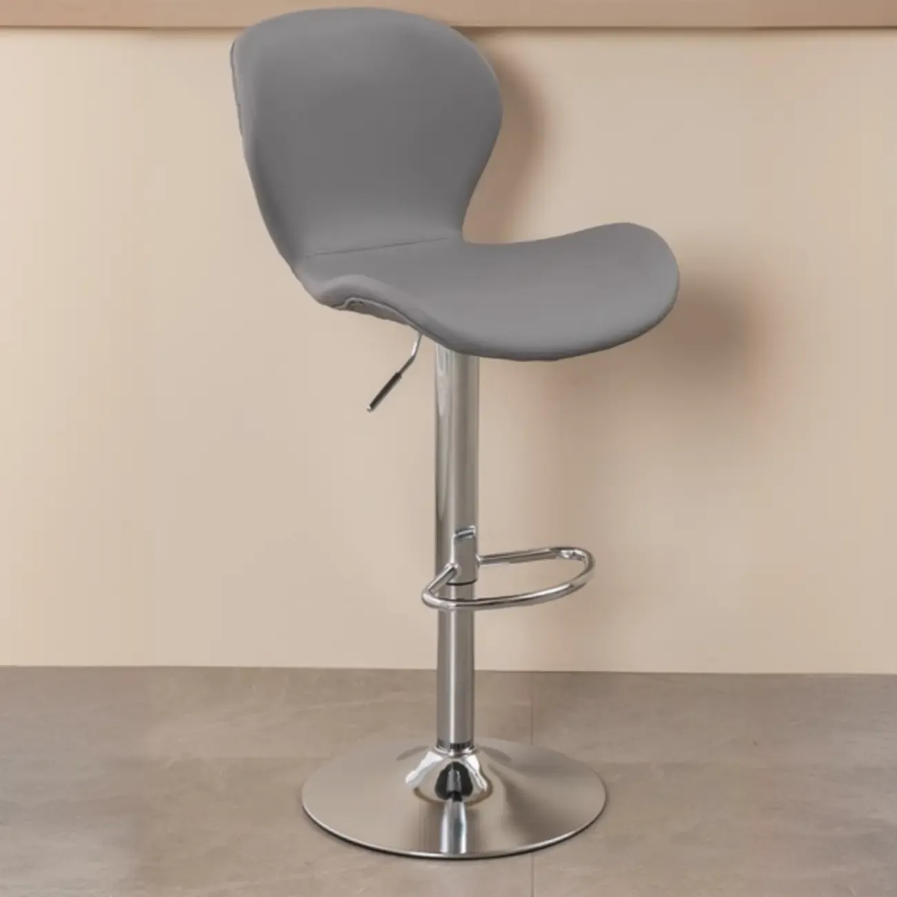 Elegant Curved Faux Leather Winged-back Bar Stools Image - 10
