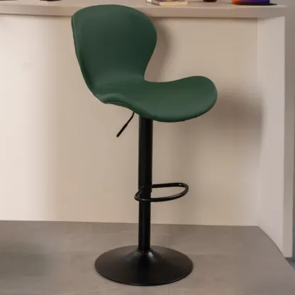 Elegant Curved Faux Leather Winged-back Bar Stools Image - 18