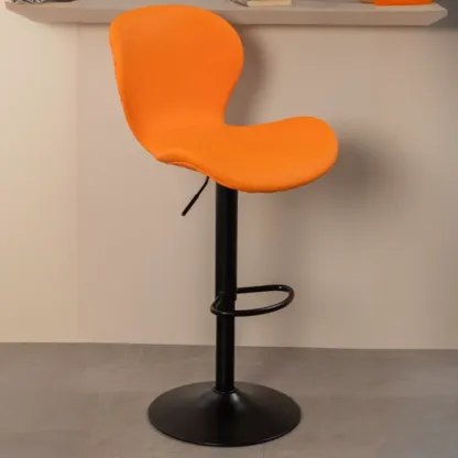 Elegant Curved Faux Leather Winged-back Bar Stools Image - 12