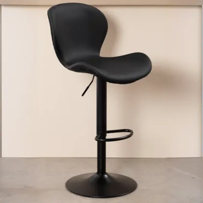 Elegant Curved Faux Leather Winged-back Bar Stools Image - 13