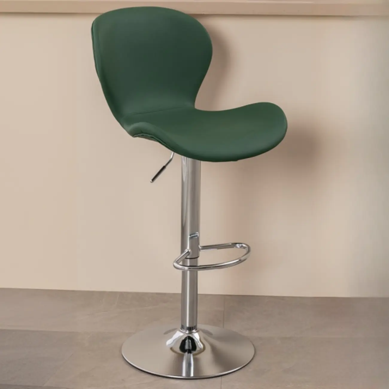 Elegant Curved Faux Leather Winged-back Bar Stools Image - 6 | homeyfad