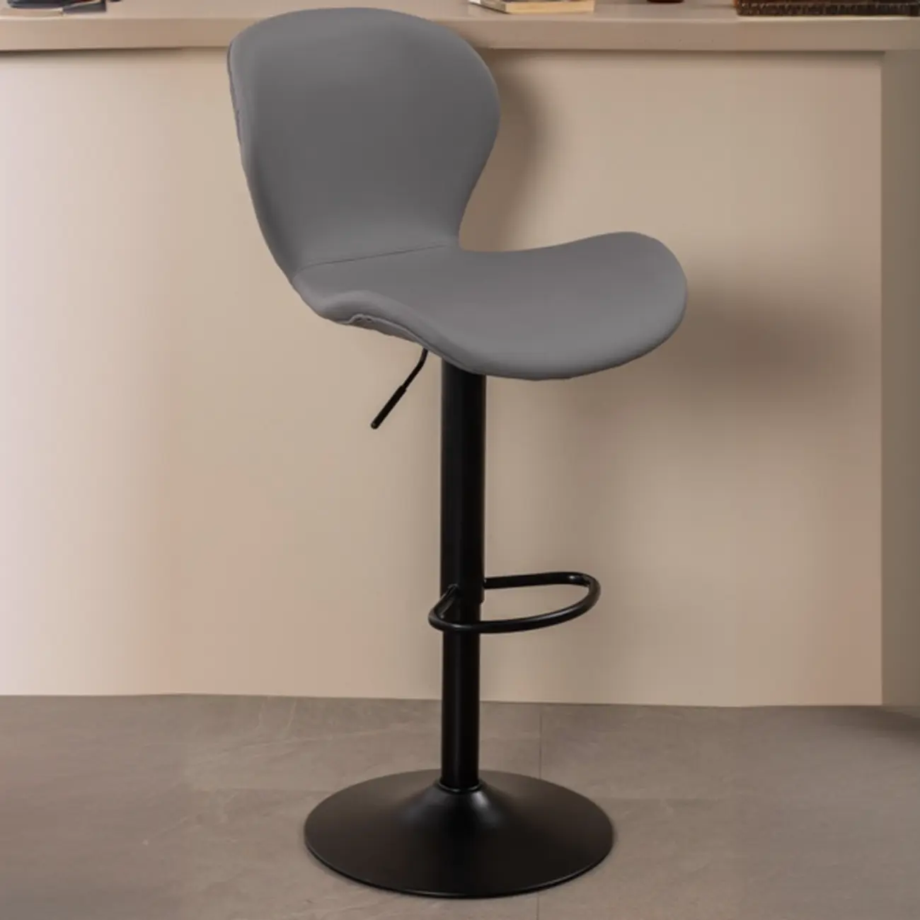 Elegant Curved Faux Leather Winged-back Bar Stools Image - 14 | homeyfad