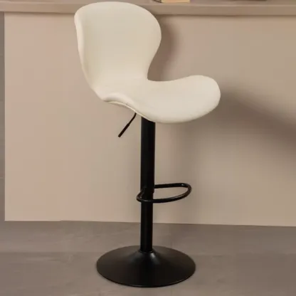 Elegant Curved Faux Leather Winged-back Bar Stools Image - 15