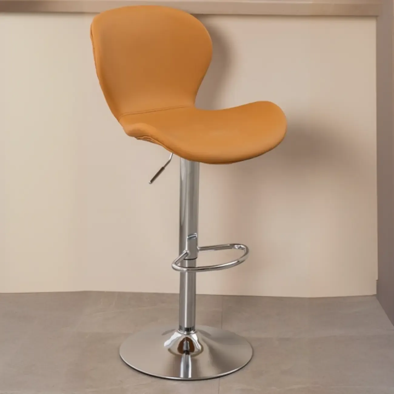 Elegant Curved Faux Leather Winged-back Bar Stools Image - 8