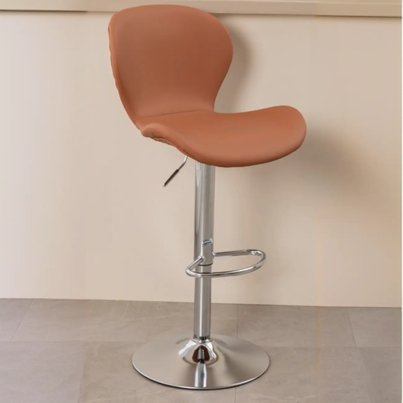 Elegant Curved Faux Leather Winged-back Bar Stools Image - 5 | homeyfad