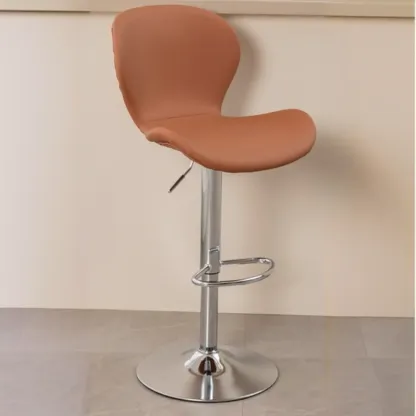 Elegant Curved Faux Leather Winged-back Bar Stools Image - 5