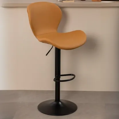 Elegant Curved Faux Leather Winged-back Bar Stools Image - 16