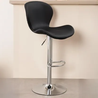 Elegant Curved Faux Leather Winged-back Bar Stools Image - 7