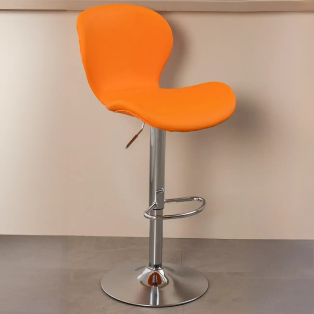 Elegant Curved Faux Leather Winged-back Bar Stools Image - 9