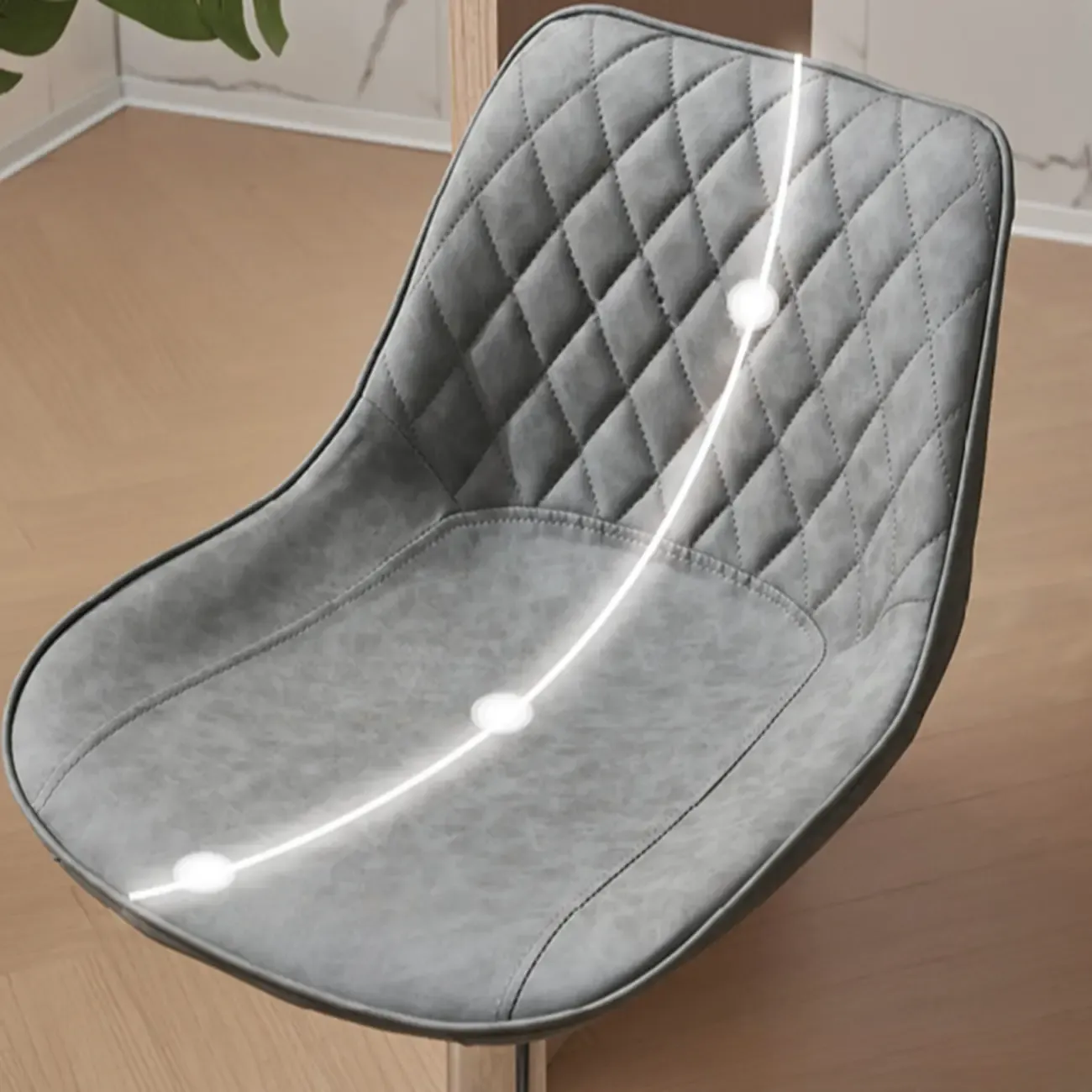 Chic Leather Tufted Swivel Adjustable Bar Stool Image - 17