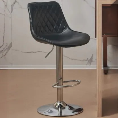 Chic Leather Tufted Swivel Adjustable Bar Stool Image - 16