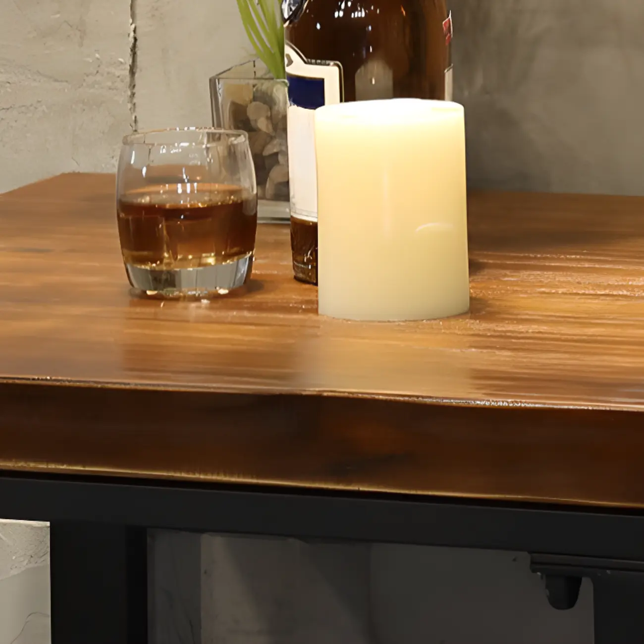Industrial Brown Wooden Square Trestle Bar Tables Image - 7 | homeyfad