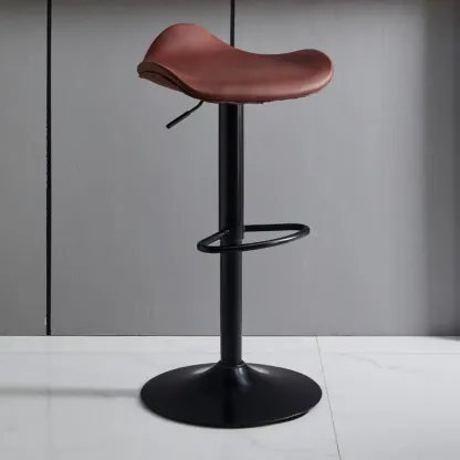Faux Leather Saddle Swivel Adjustable Bar Stool Image - 3