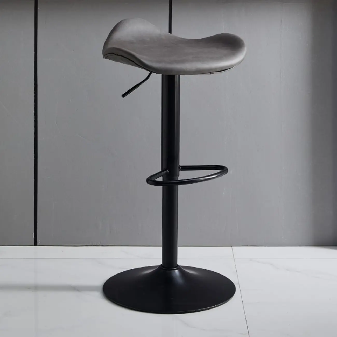Faux Leather Saddle Swivel Adjustable Bar Stool Image - 5 | homeyfad