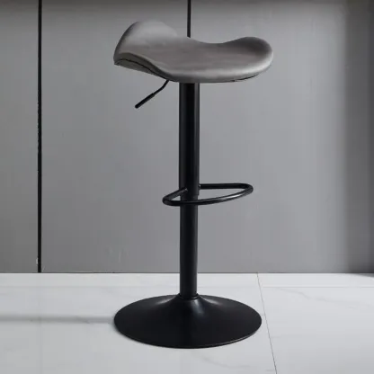 Faux Leather Saddle Swivel Adjustable Bar Stool Image - 5