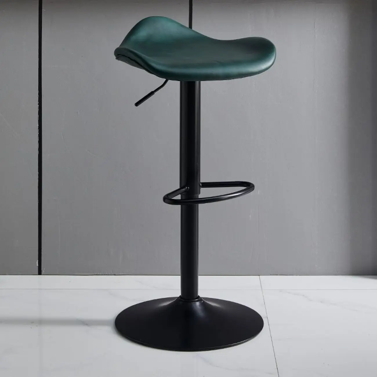 Faux Leather Saddle Swivel Adjustable Bar Stool Image - 6 | homeyfad