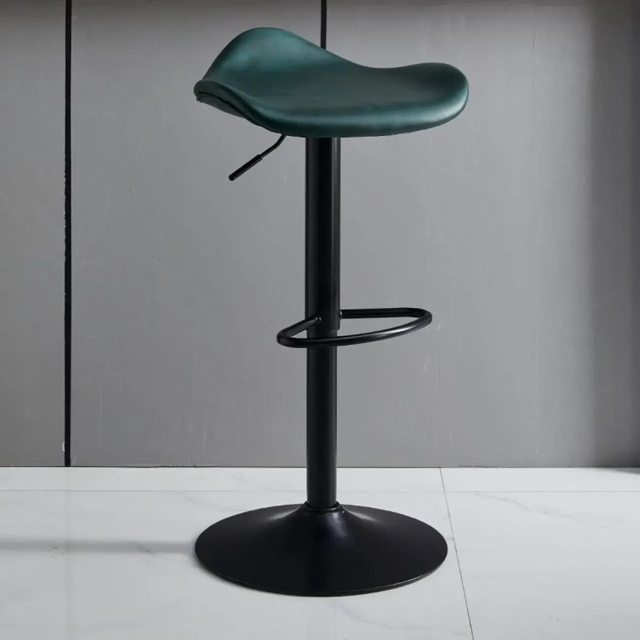 Faux Leather Saddle Swivel Adjustable Bar Stool Image - 6