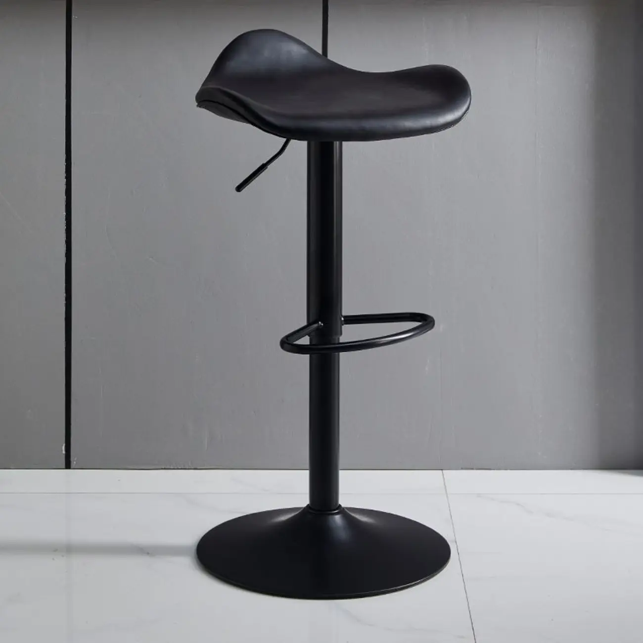 Faux Leather Saddle Swivel Adjustable Bar Stool Image - 8 | homeyfad