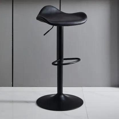 Faux Leather Saddle Swivel Adjustable Bar Stool Image - 8