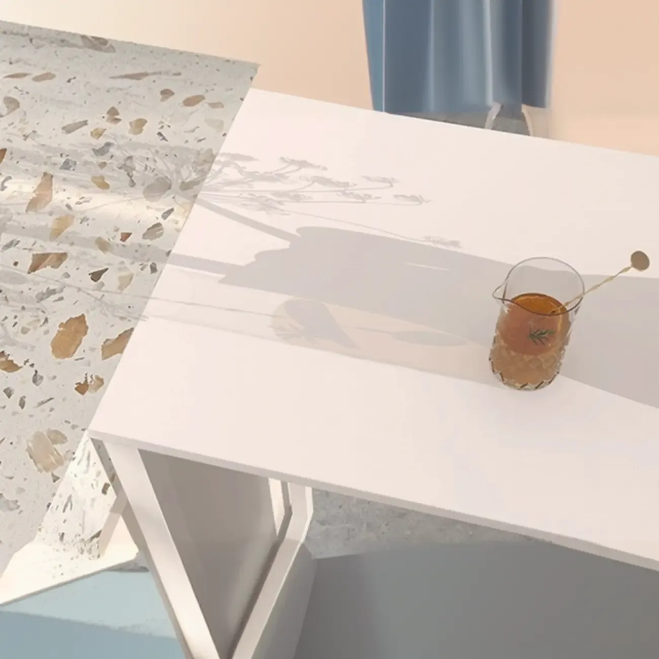 Modern White Slate Asymmetrical Bar Tables Image - 4