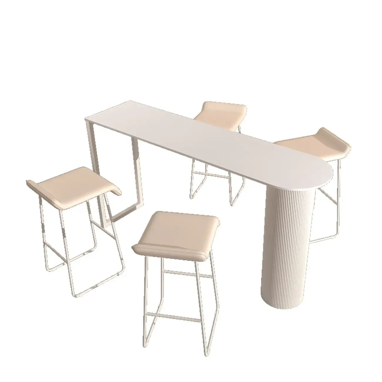 Modern White Slate Asymmetrical Bar Tables Image - 5