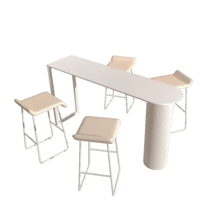 Modern White Slate Asymmetrical Bar Tables Image - 5