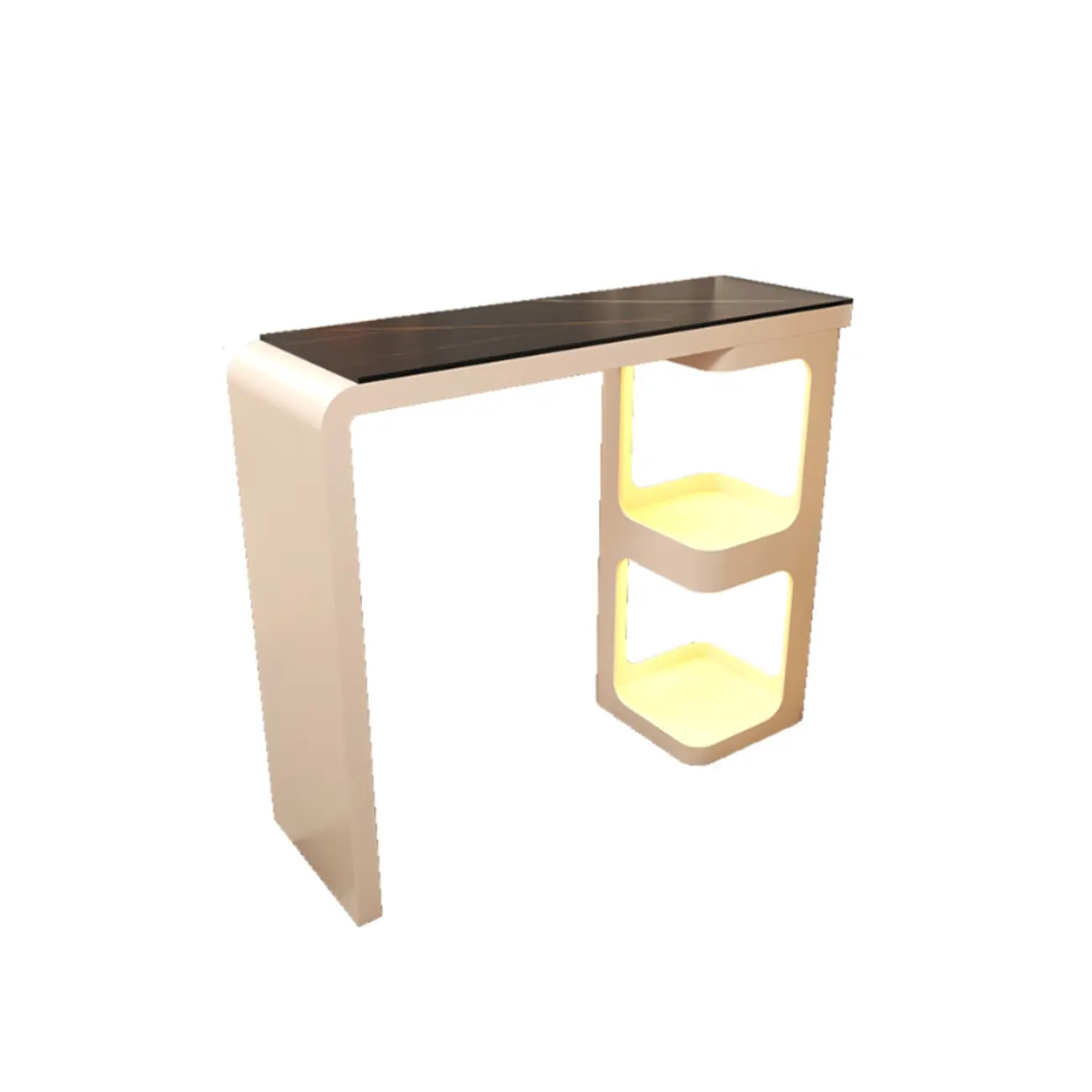 Coal Slate White Metal Bistro Table with Storage Image - 6 | homeyfad