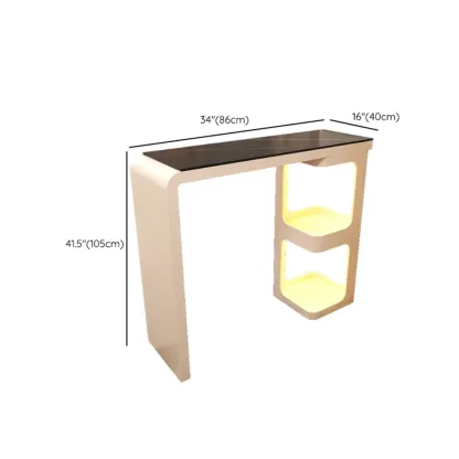 Coal Slate White Metal Bistro Table with Storage #size