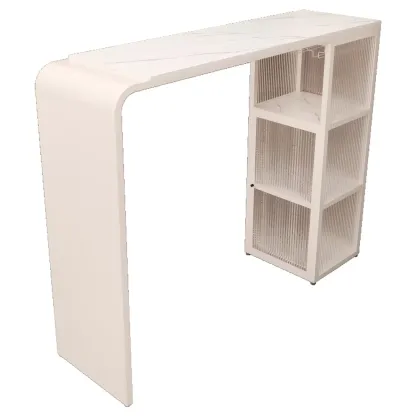 Sleek White Slate Storage Bar Tables with Stemware Holders Image - 6