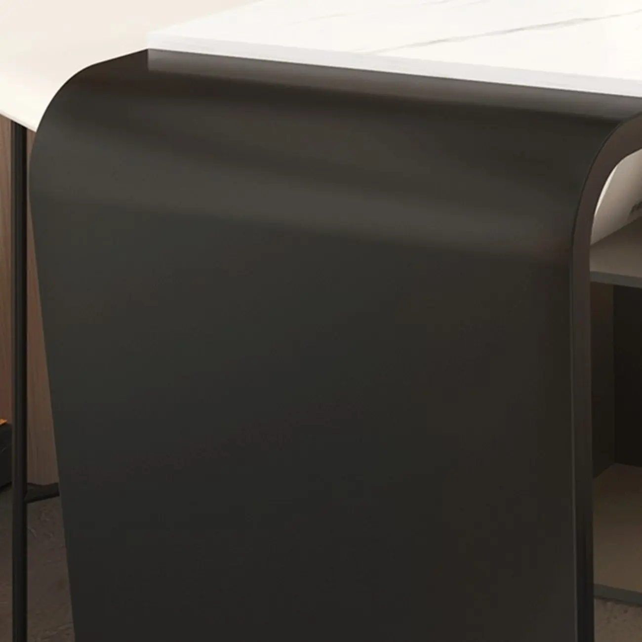 Sleek White Slate Storage Bar Tables with Stemware Holders Image - 7 | homeyfad