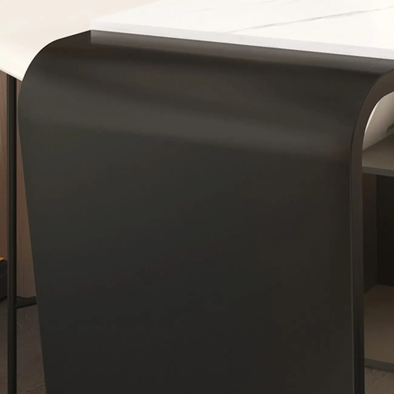 Sleek White Slate Storage Bar Tables with Stemware Holders Image - 7