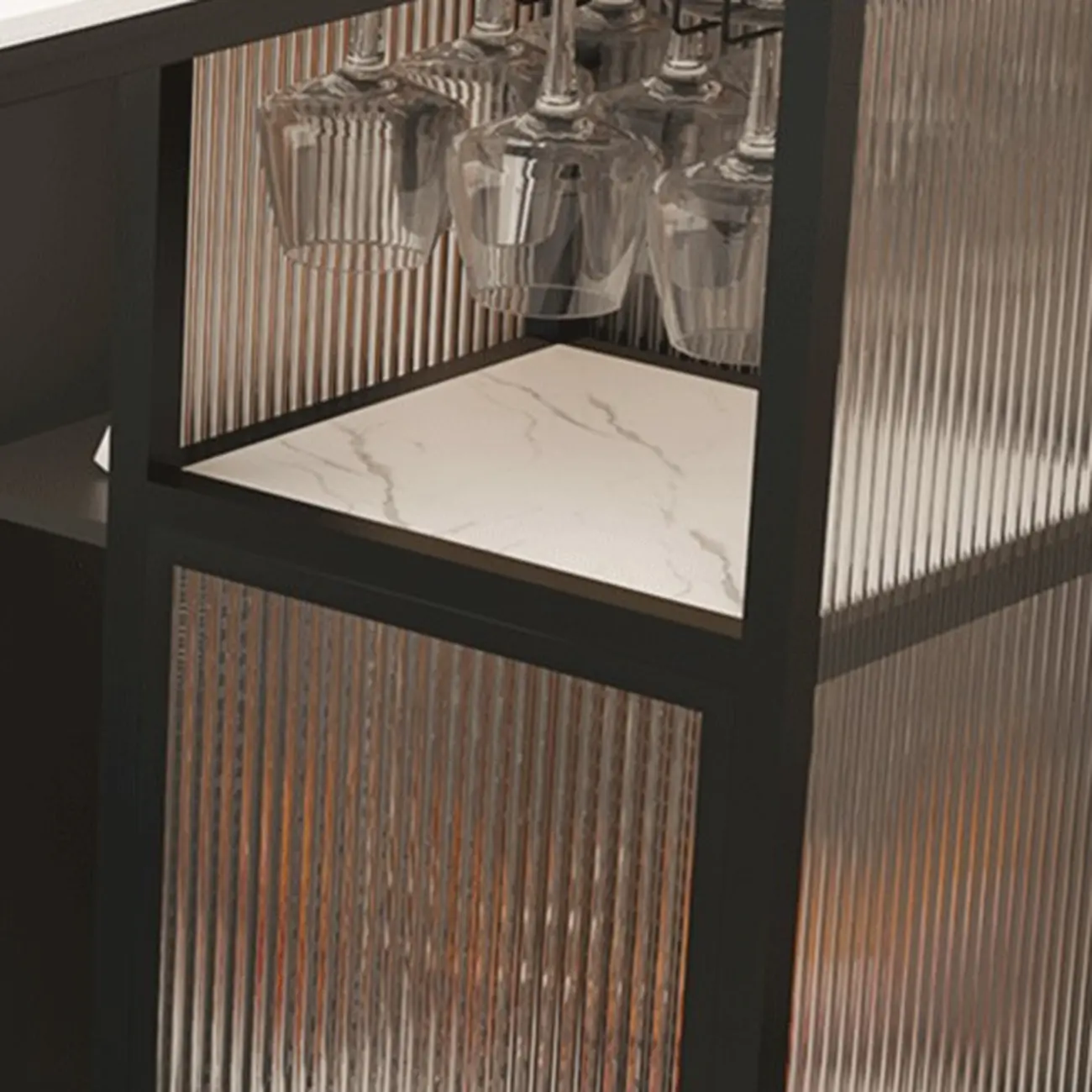 Sleek White Slate Storage Bar Tables with Stemware Holders Image - 8 | homeyfad