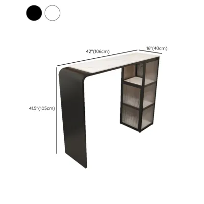 Sleek White Slate Storage Bar Tables with Stemware Holders Image - 11