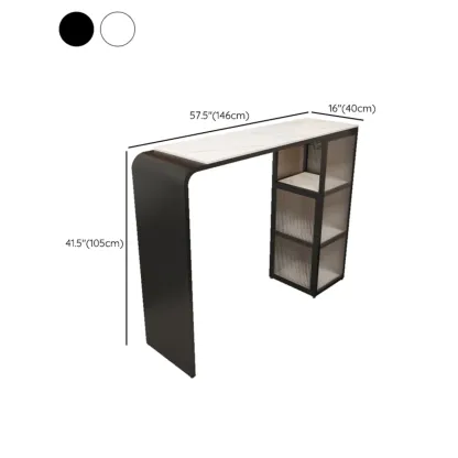 Sleek White Slate Storage Bar Tables with Stemware Holders Image - 13