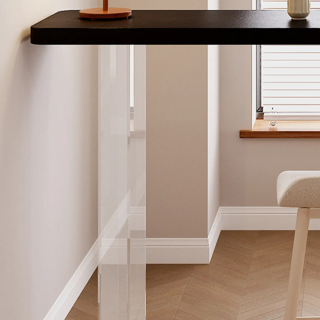 Modern Black Wooden Grain Top Clear Acrylic Storage Bar Tables Image - 4 | homeyfad