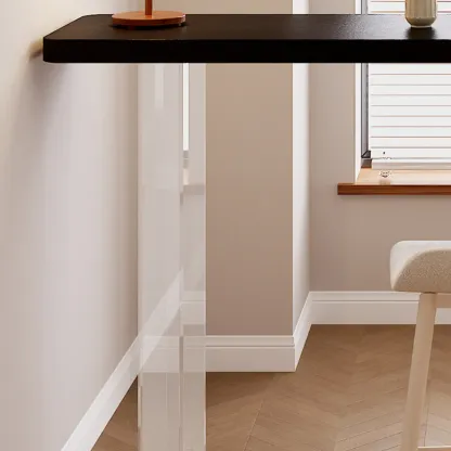 Modern Black Wooden Grain Top Clear Acrylic Storage Bar Tables Image - 4