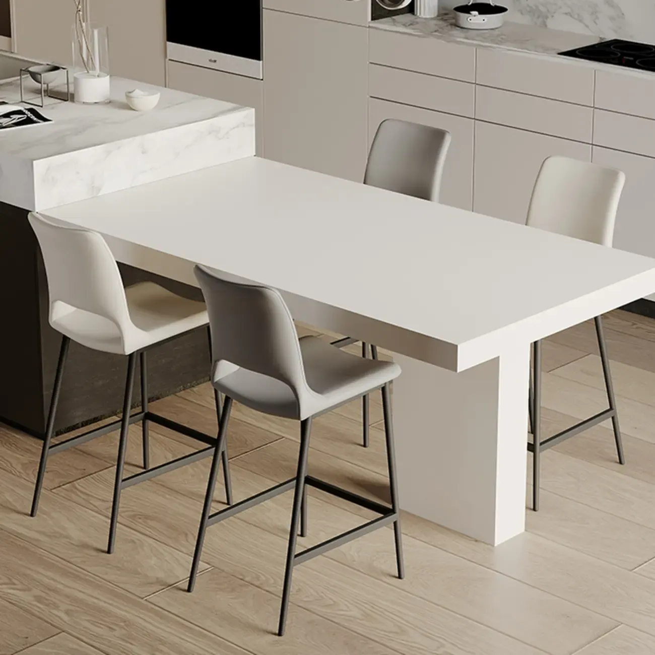 Dining Saddle Faux Leather Comfortable Counter Bar Stool Image - 3