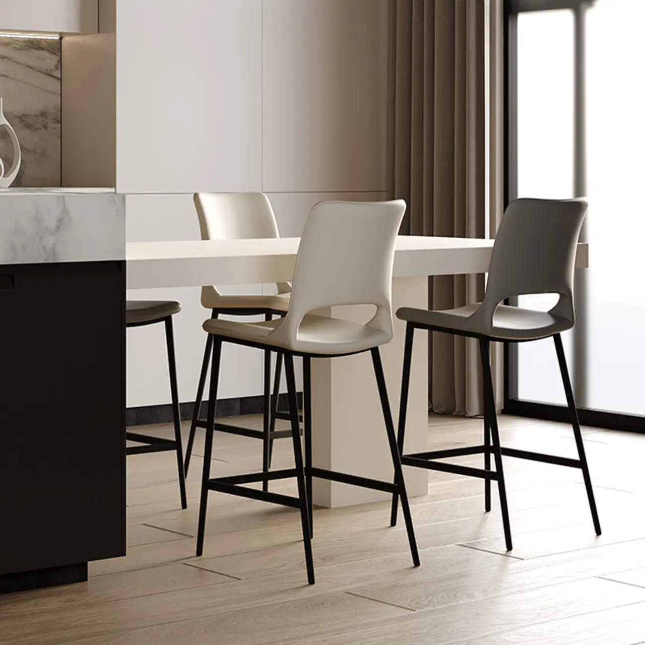 Dining Saddle Faux Leather Comfortable Counter Bar Stool Image - 2 | homeyfad