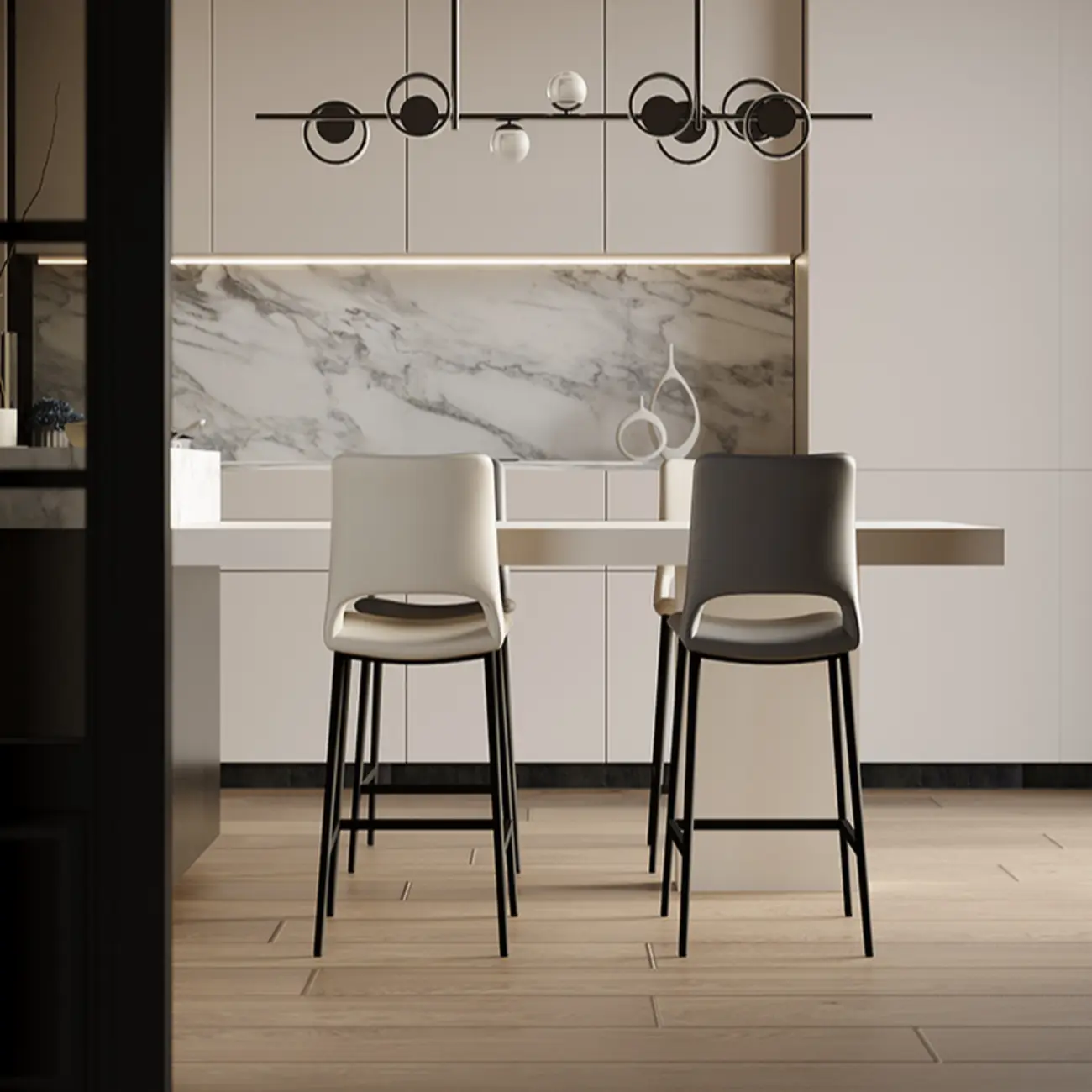 Dining Saddle Faux Leather Comfortable Counter Bar Stool Image - 4 | homeyfad