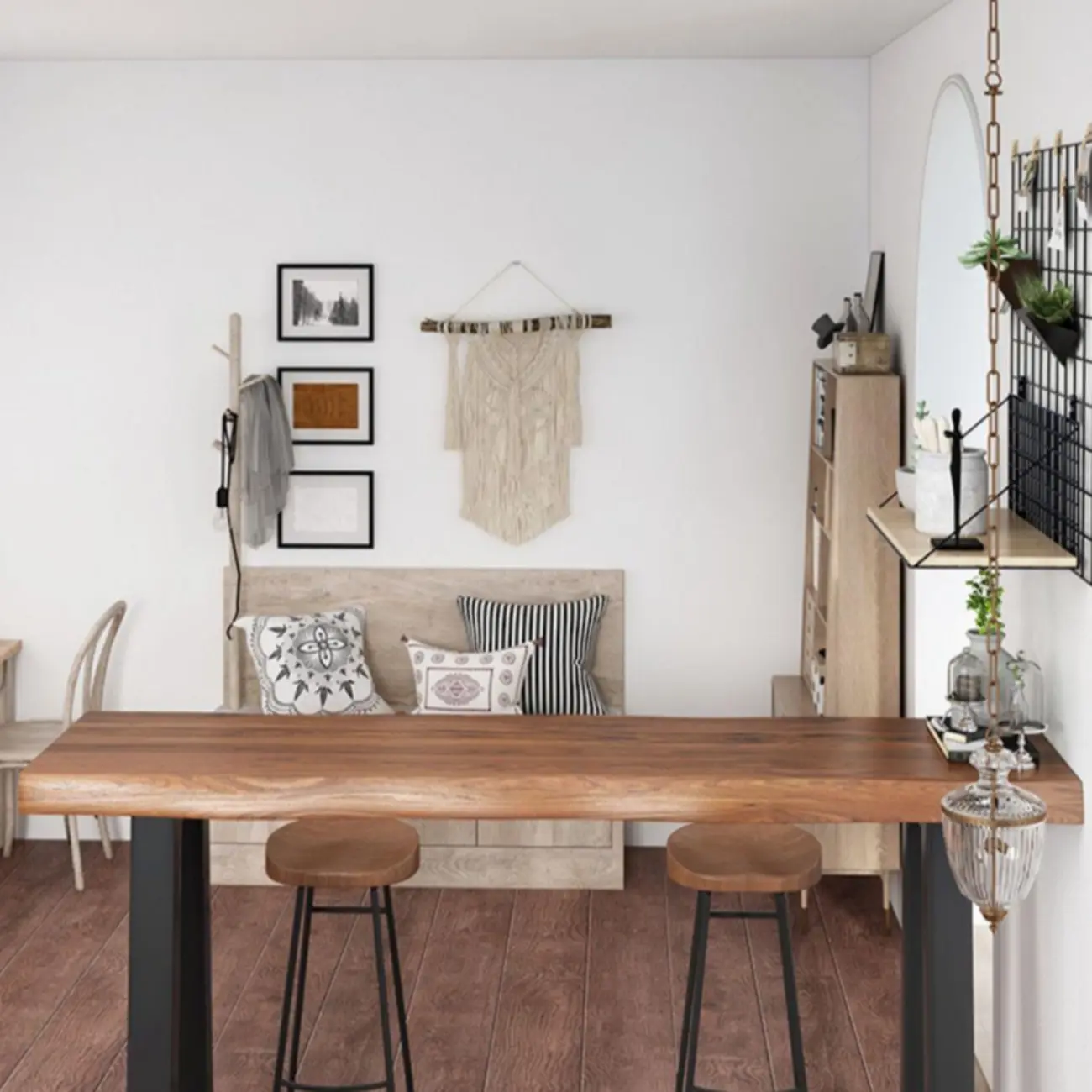 Modern Wooden Bar Table with Sled Base for Kitchen or Pub Image - 7 | homeyfad