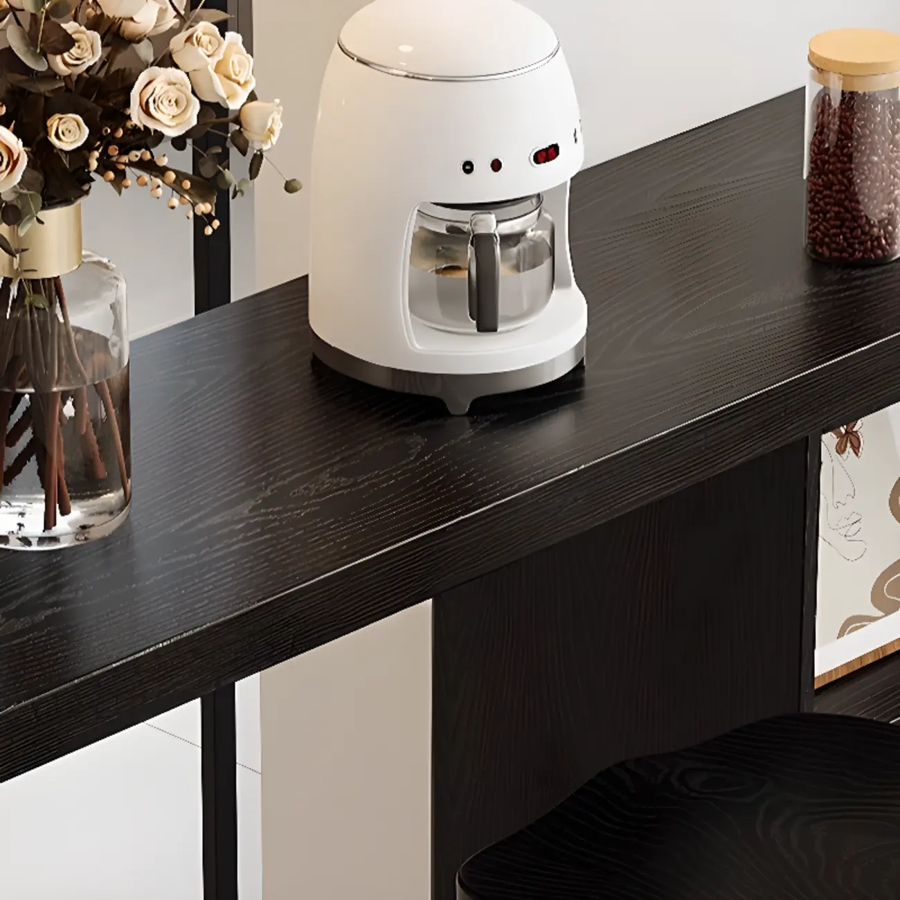 Modern Black Wooden Storage Bar Tables Image - 2 | homeyfad