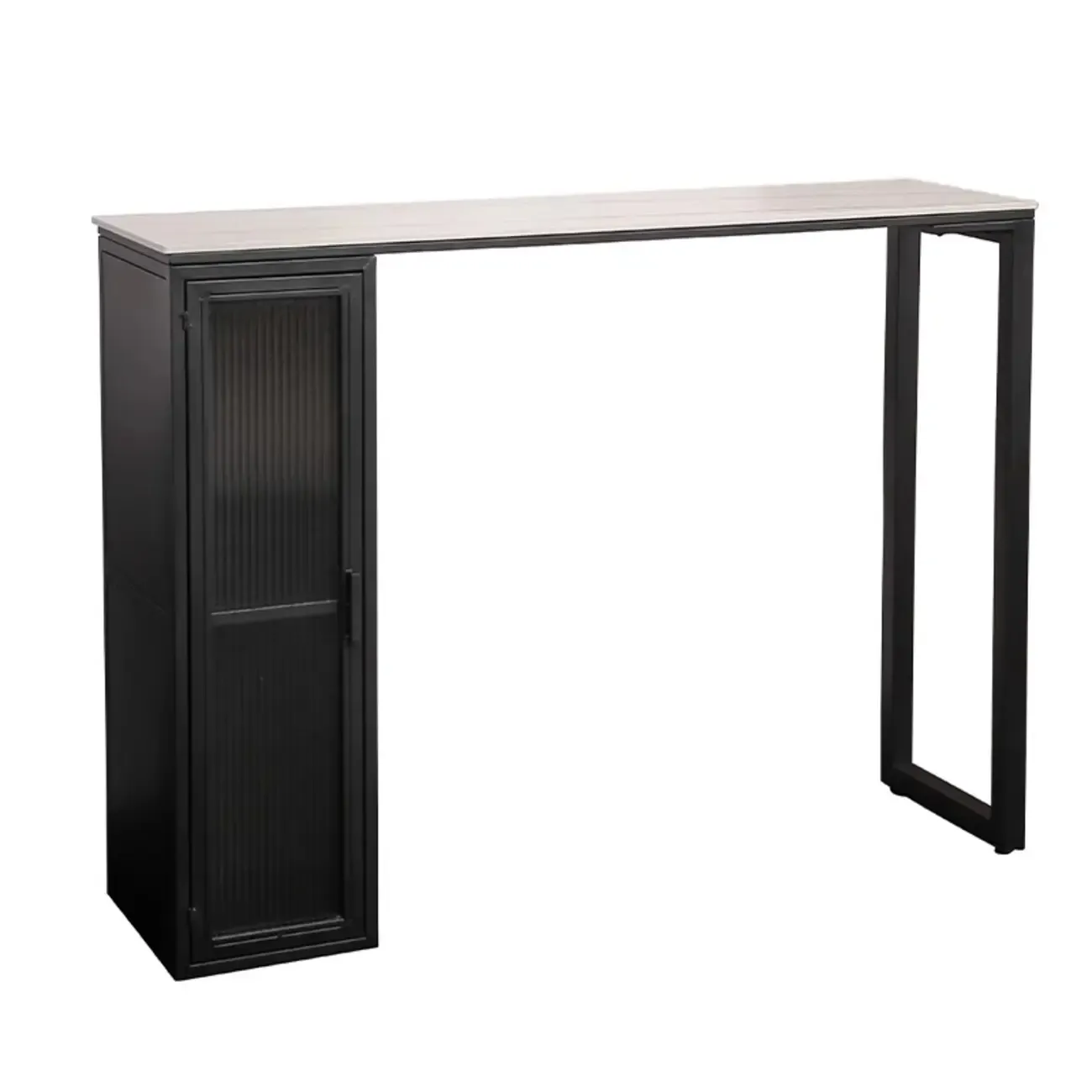 Modern Black Metal Fixed Top Storage Bar Tables Image - 2
