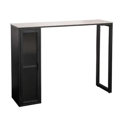 Modern Black Metal Fixed Top Storage Bar Tables Image - 2