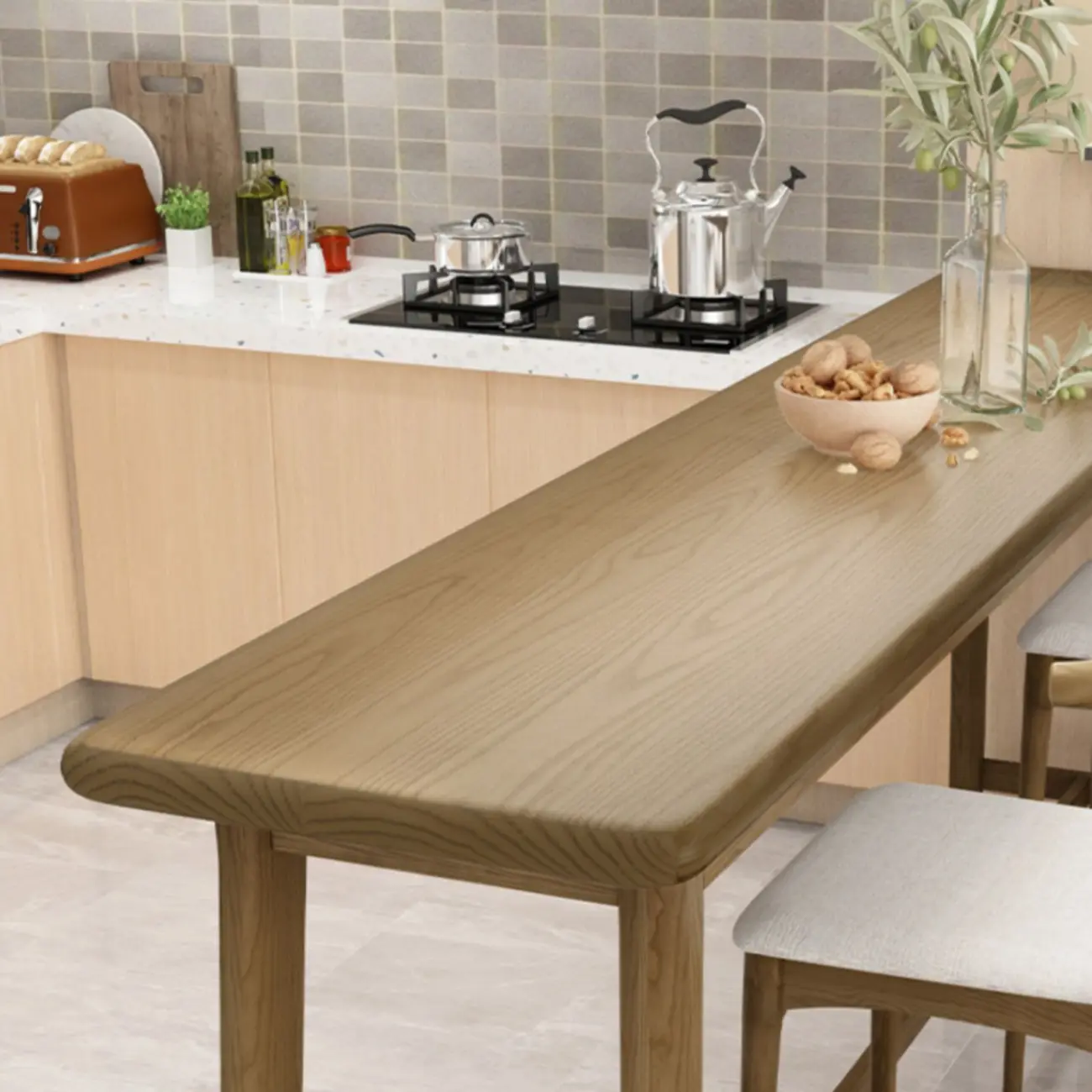 Simple Brown Wooden Footrest Bar Tables Image - 5 | homeyfad