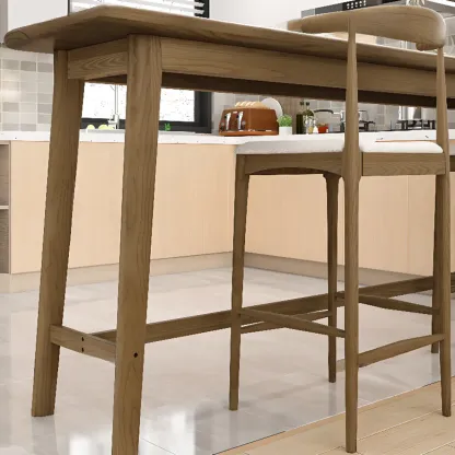 Simple Brown Wooden Footrest Bar Tables Image - 7